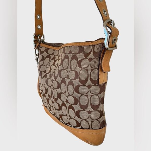 Coach Signature Leather Slim Crossbody Shoulder Bag Vintage M04K 9362 Khaki - Picture 4 of 16